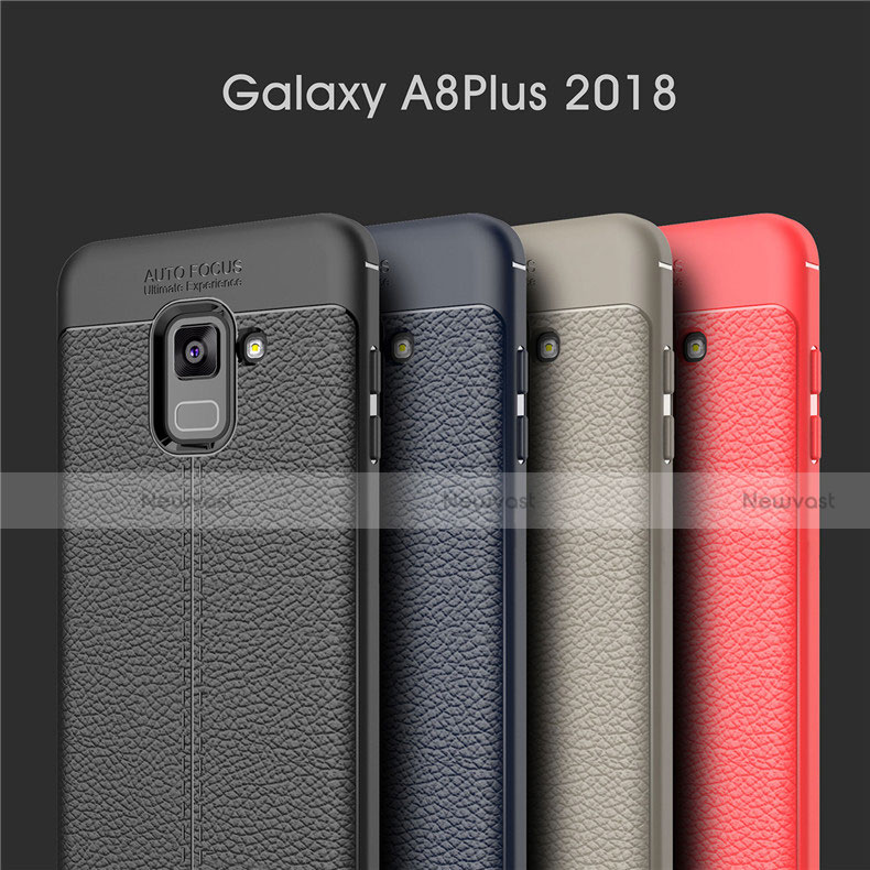 Soft Silicone Gel Leather Snap On Case for Samsung Galaxy A8+ A8 Plus (2018) Duos A730F