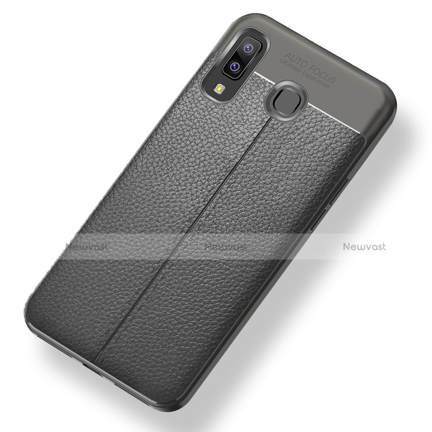 Soft Silicone Gel Leather Snap On Case for Samsung Galaxy A8 Star Gray