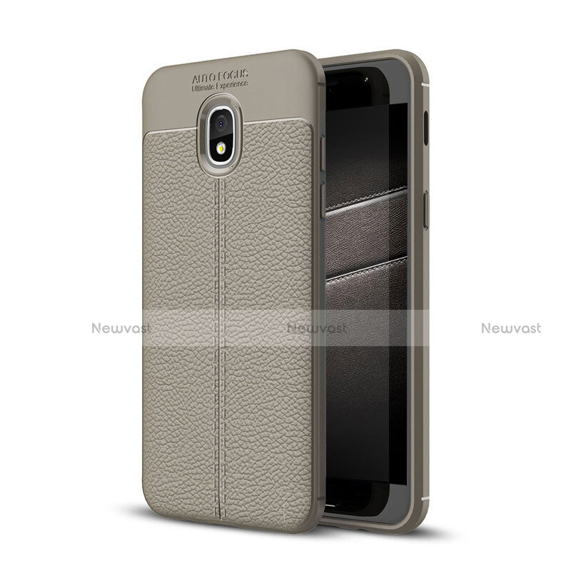 Soft Silicone Gel Leather Snap On Case for Samsung Galaxy J3 (2018) SM-J377A Gray