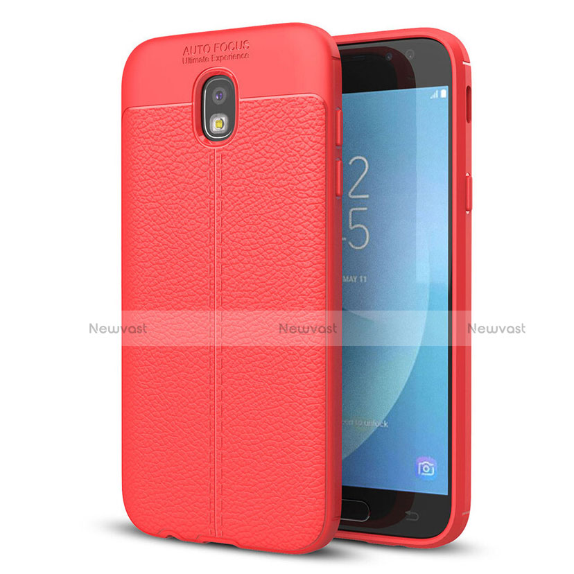 Soft Silicone Gel Leather Snap On Case for Samsung Galaxy J5 (2017) Duos J530F Red