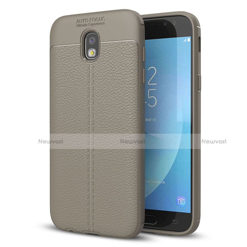 Soft Silicone Gel Leather Snap On Case for Samsung Galaxy J5 (2017) SM-J750F Gray