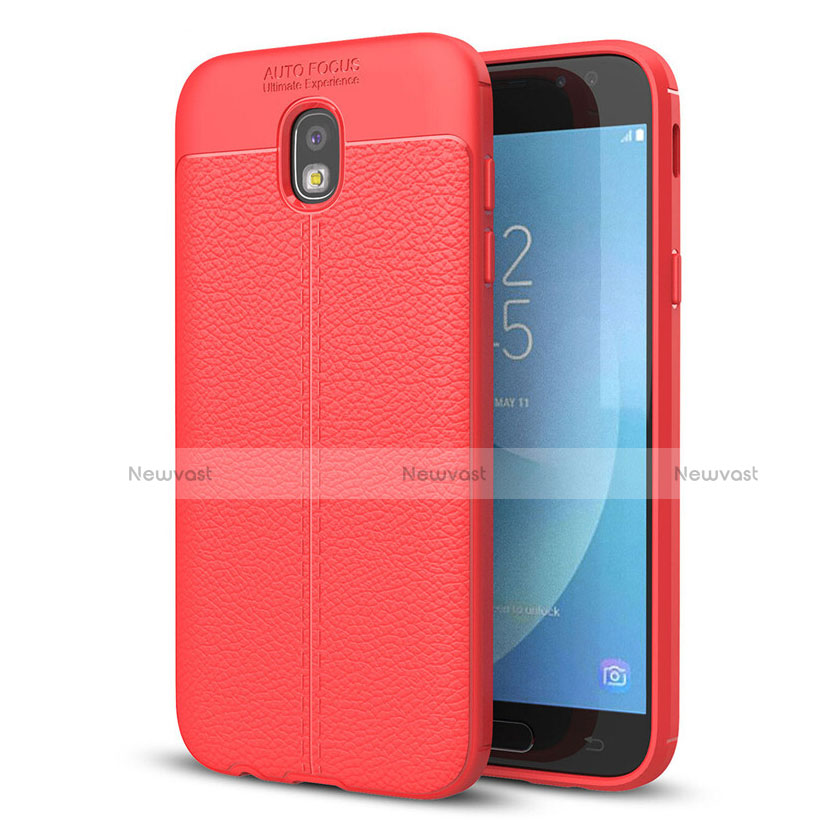 Soft Silicone Gel Leather Snap On Case for Samsung Galaxy J5 (2017) SM-J750F Red