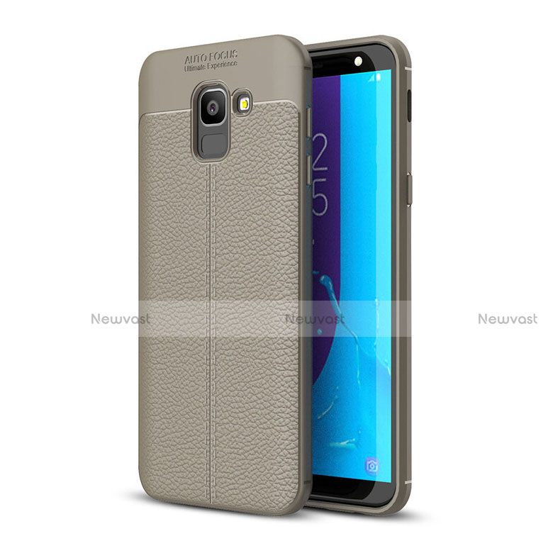 Soft Silicone Gel Leather Snap On Case for Samsung Galaxy J6 (2018) J600F Gray