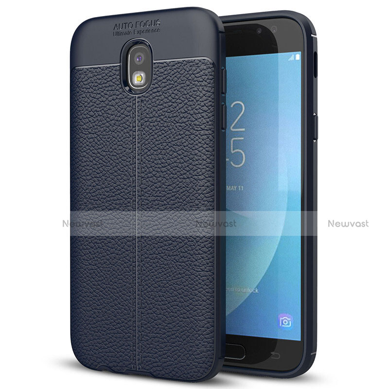 Soft Silicone Gel Leather Snap On Case for Samsung Galaxy J7 (2017) SM-J730F Blue