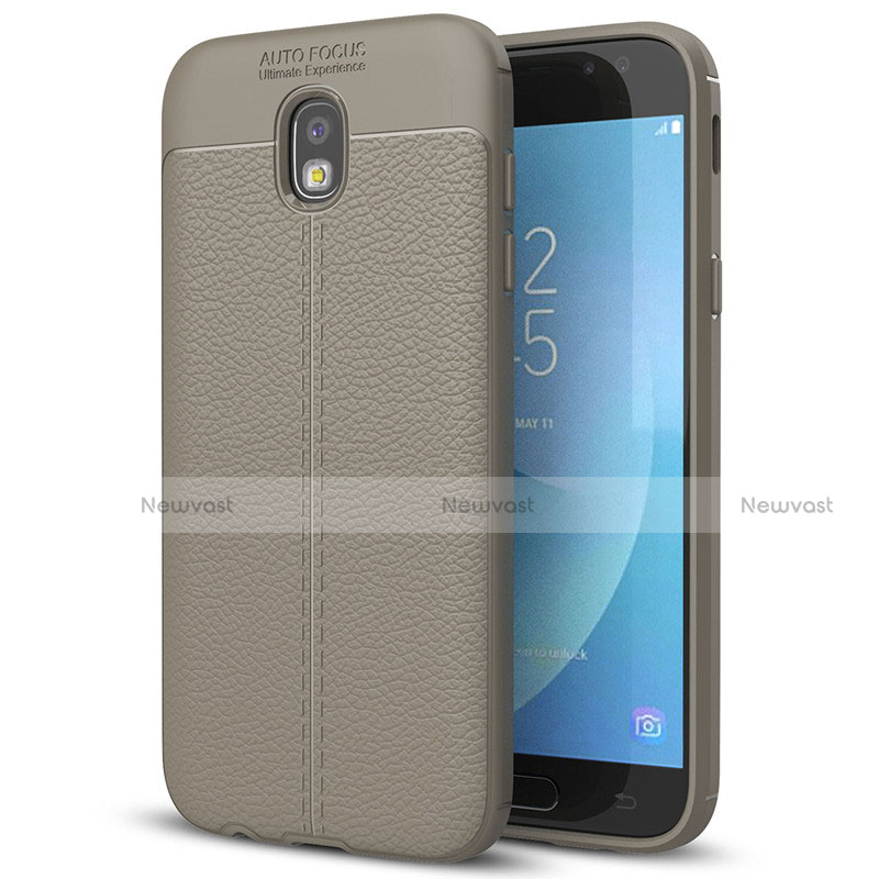 Soft Silicone Gel Leather Snap On Case for Samsung Galaxy J7 (2017) SM-J730F Gray