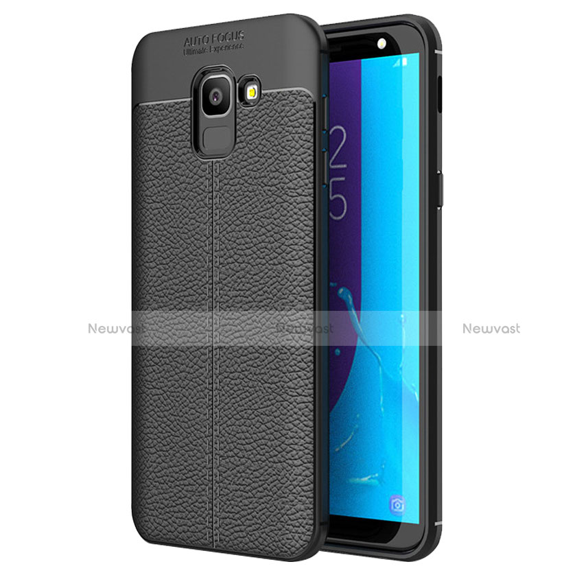 Soft Silicone Gel Leather Snap On Case for Samsung Galaxy On6 (2018) J600F J600G Black