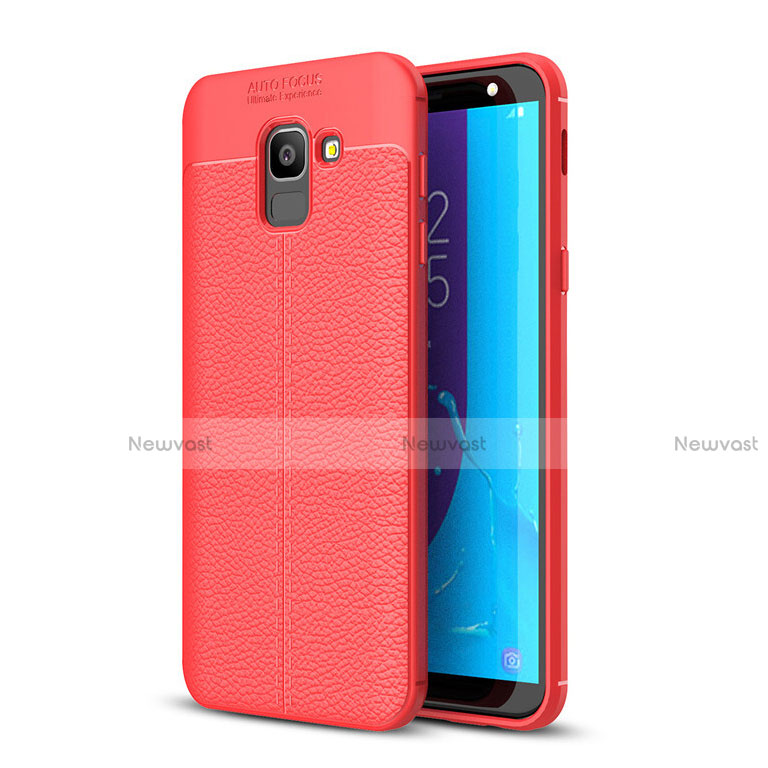 Soft Silicone Gel Leather Snap On Case for Samsung Galaxy On6 (2018) J600F J600G Red