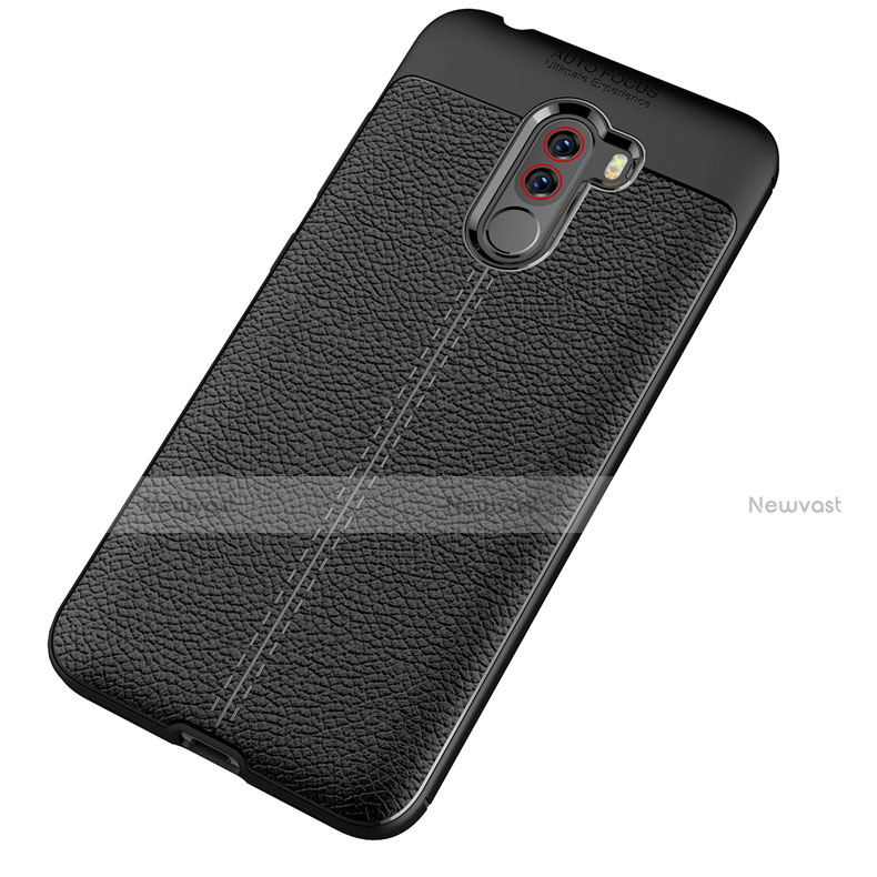 Soft Silicone Gel Leather Snap On Case for Xiaomi Pocophone F1 Black