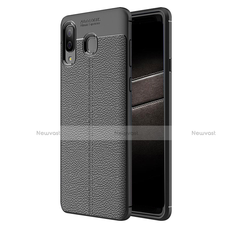 Soft Silicone Gel Leather Snap On Case K01 for Samsung Galaxy A9 Star SM-G8850 Black