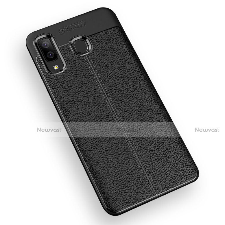 Soft Silicone Gel Leather Snap On Case K01 for Samsung Galaxy A9 Star SM-G8850 Black