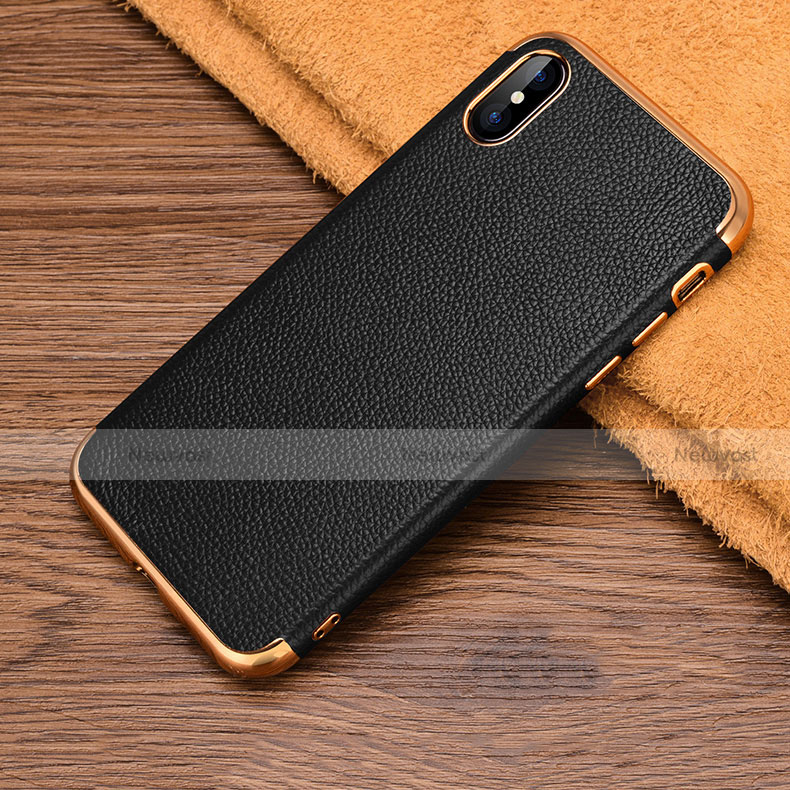 Soft Silicone Gel Leather Snap On Case L04 for Apple iPhone Xs Black