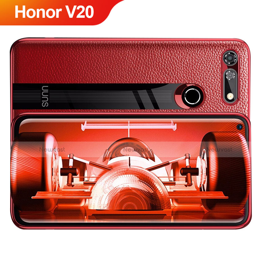 Soft Silicone Gel Leather Snap On Case Q01 for Huawei Honor V20 Red