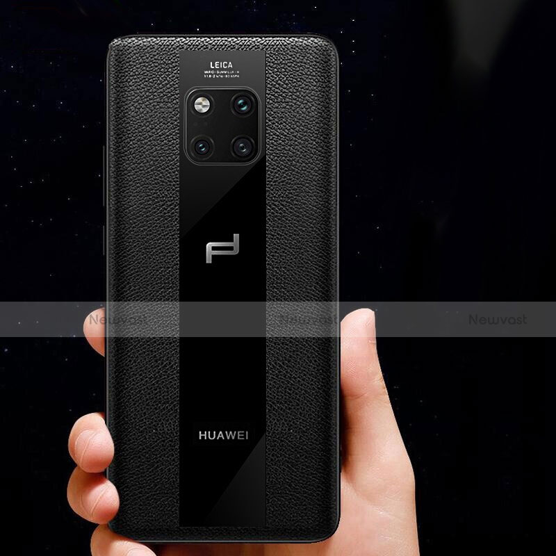 Soft Silicone Gel Leather Snap On Case Q01 for Huawei Mate 20 RS Black