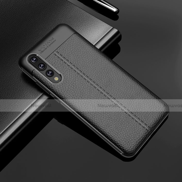 Soft Silicone Gel Leather Snap On Case Q01 for Huawei P20 Pro Black