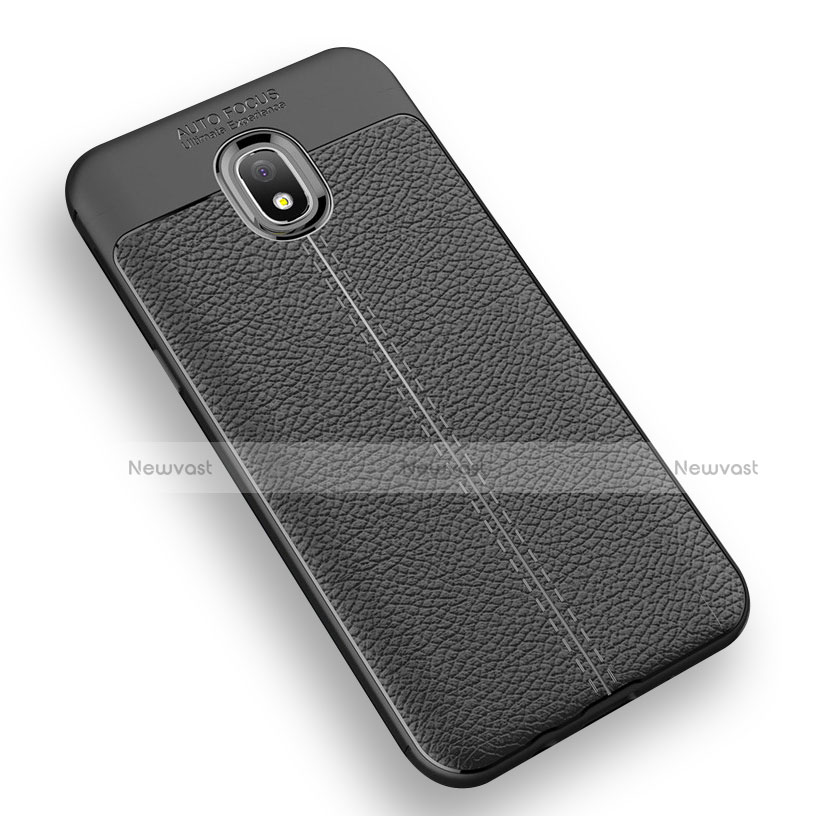 Soft Silicone Gel Leather Snap On Case Q01 for Samsung Galaxy J3 Star Black