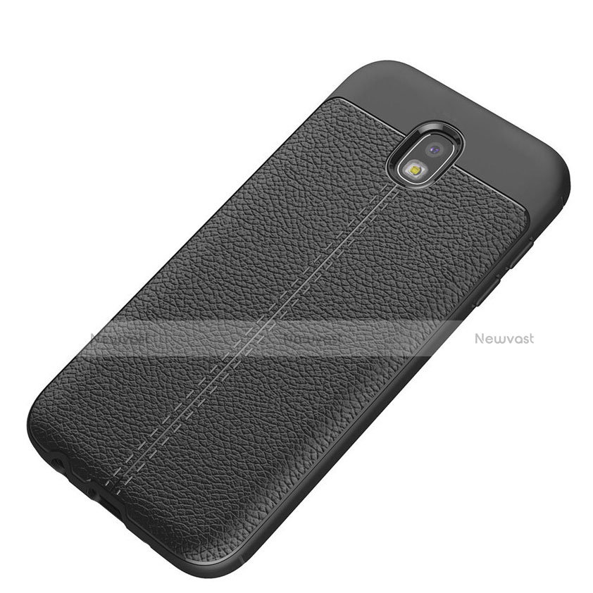 Soft Silicone Gel Leather Snap On Case Q01 for Samsung Galaxy J5 (2017) Duos J530F Black