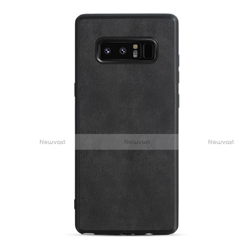 Soft Silicone Gel Leather Snap On Case Q01 for Samsung Galaxy Note 8 Black