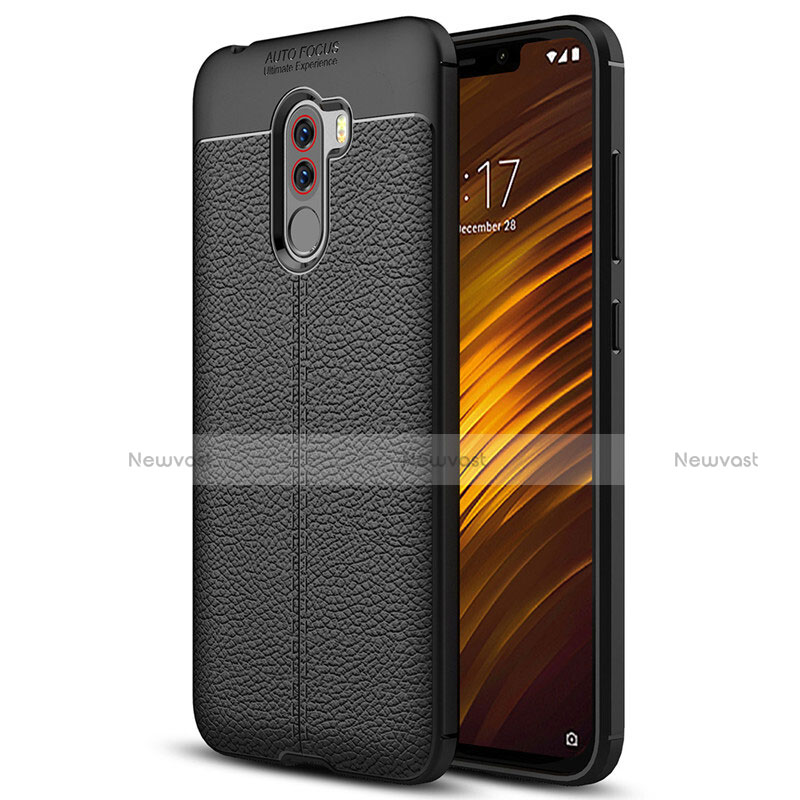 Soft Silicone Gel Leather Snap On Case Q01 for Xiaomi Pocophone F1 Black