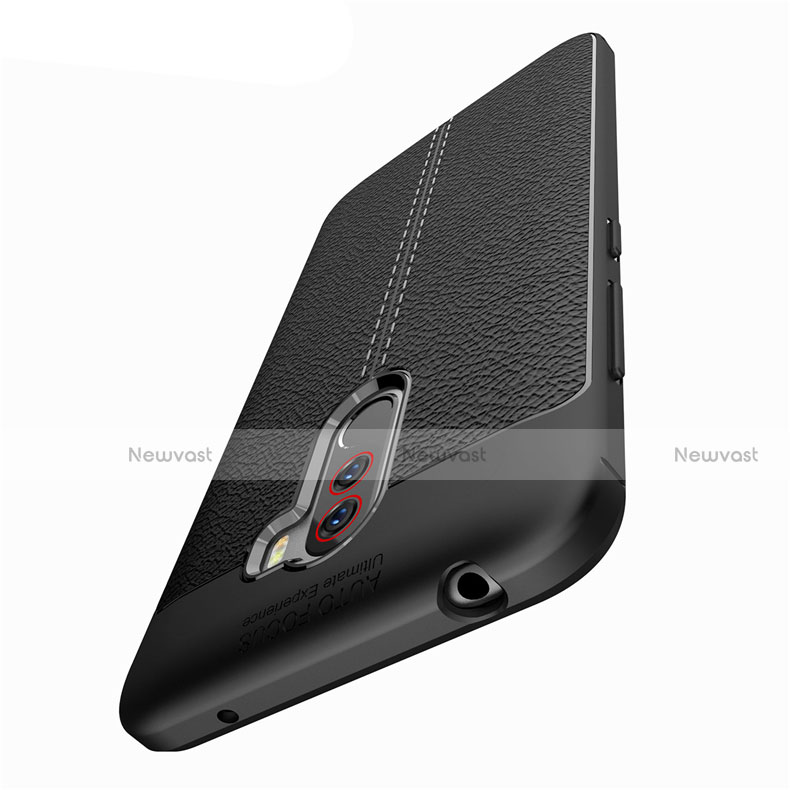 Soft Silicone Gel Leather Snap On Case Q01 for Xiaomi Pocophone F1 Black