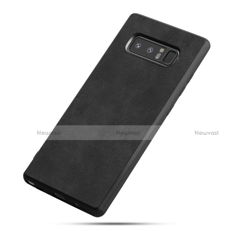 Soft Silicone Gel Leather Snap On Case R05 for Samsung Galaxy Note 8 Duos N950F Black