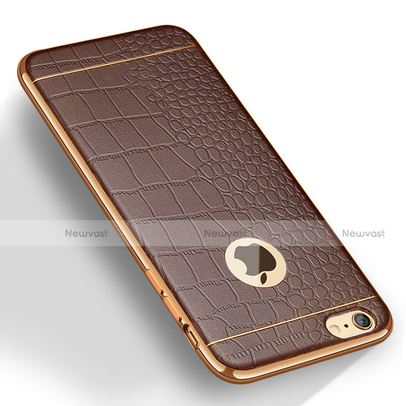 Soft Silicone Gel Leather Snap On Case W01 for Apple iPhone 6 Brown