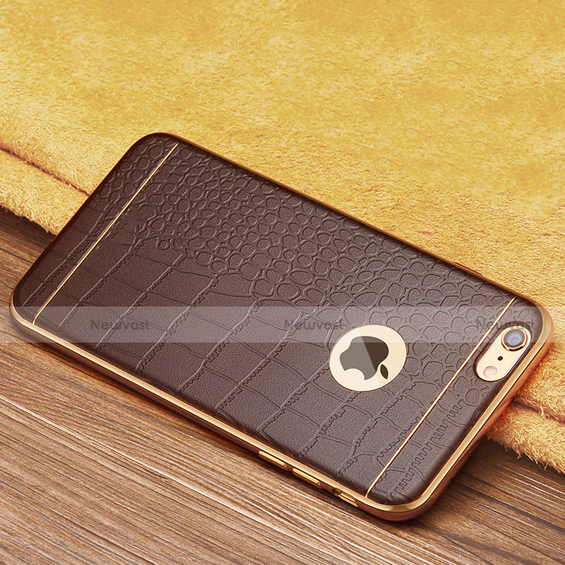 Soft Silicone Gel Leather Snap On Case W01 for Apple iPhone 6 Brown