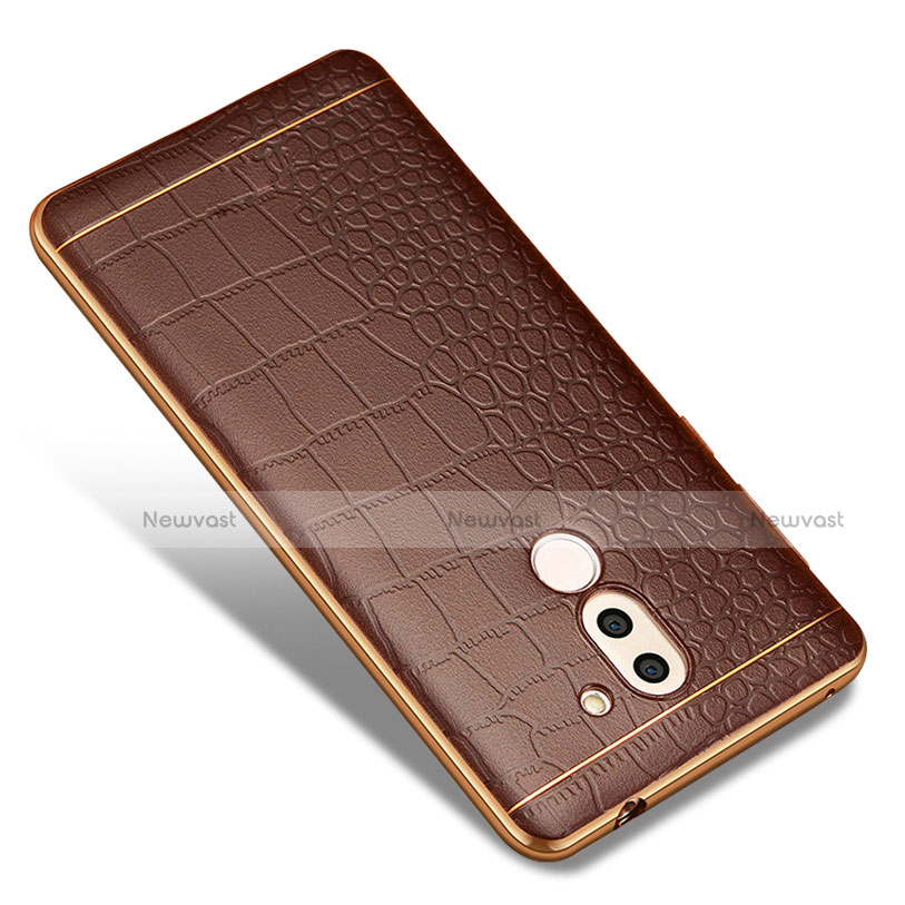 Soft Silicone Gel Leather Snap On Case W01 for Huawei GR5 (2017) Brown