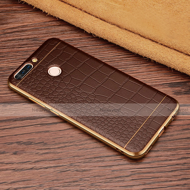 Soft Silicone Gel Leather Snap On Case W01 for Huawei Honor V9 Brown