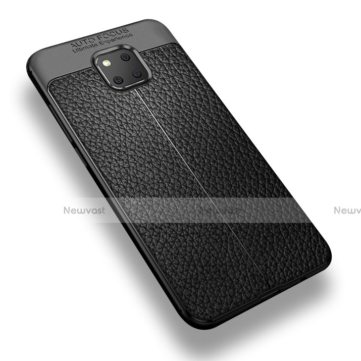 Soft Silicone Gel Leather Snap On Case W01 for Huawei Mate 20 Pro Black