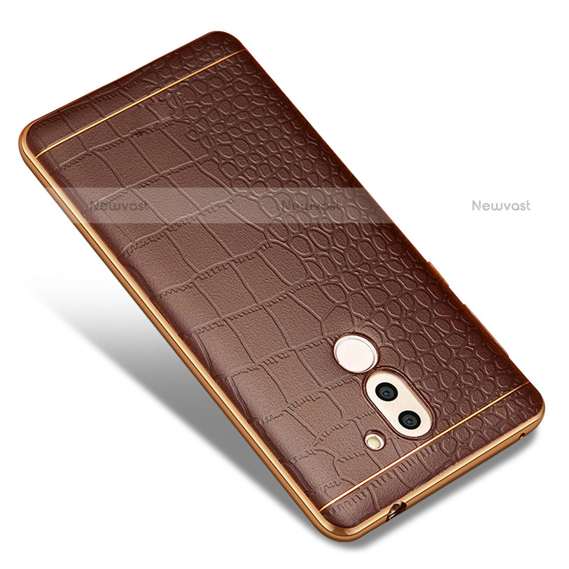 Soft Silicone Gel Leather Snap On Case W01 for Huawei Mate 9 Lite Brown