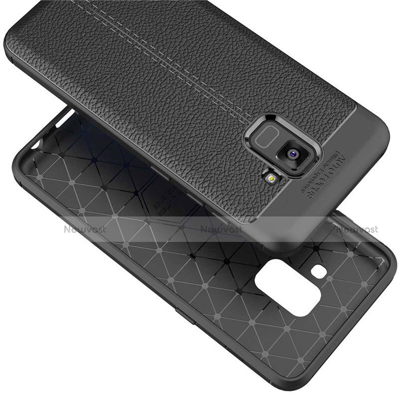 Soft Silicone Gel Leather Snap On Case W01 for Samsung Galaxy A5 (2018) A530F Black