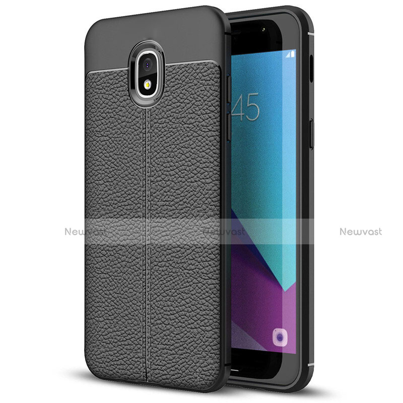 Soft Silicone Gel Leather Snap On Case W01 for Samsung Galaxy J7 (2018) J737 Black