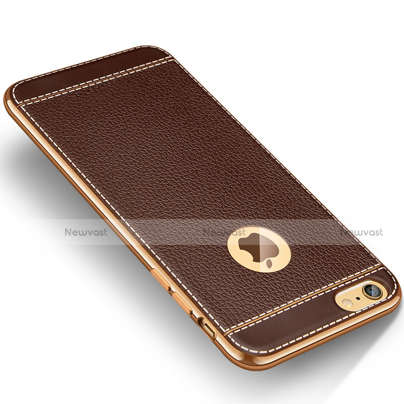 Soft Silicone Gel Leather Snap On Case W02 for Apple iPhone 6S Brown
