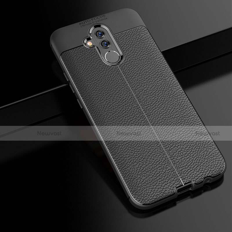 Soft Silicone Gel Leather Snap On Case W03 for Huawei Mate 20 Lite Black