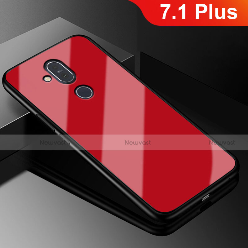 Soft Silicone Gel Mirror Case for Nokia 7.1 Plus Red