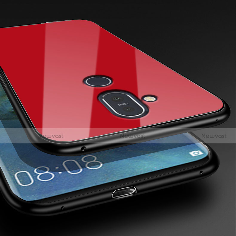 Soft Silicone Gel Mirror Case for Nokia 7.1 Plus Red