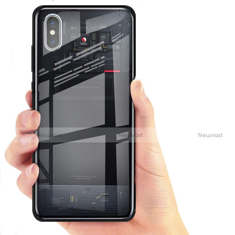 Soft Silicone Gel Mirror Cover for Xiaomi Mi 8 Screen Fingerprint Edition Black