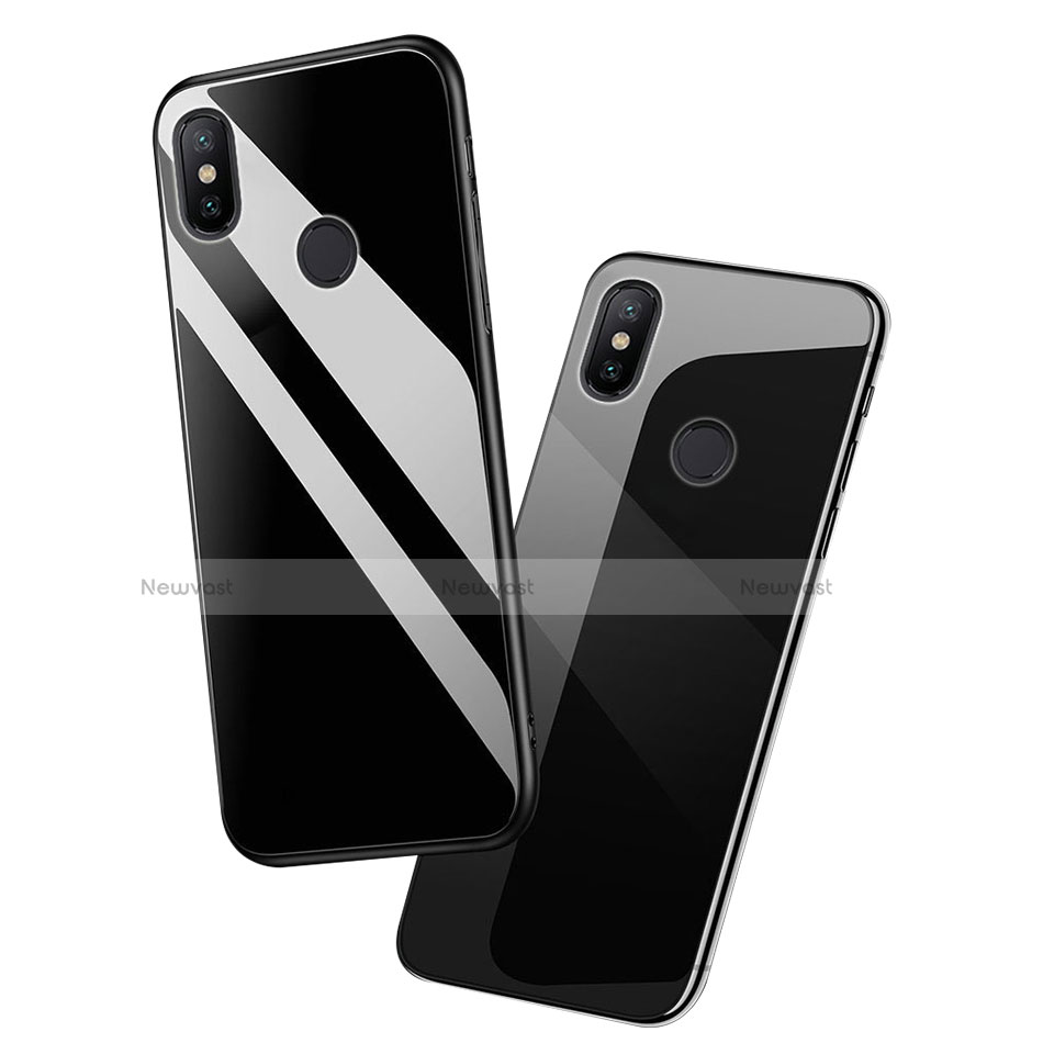 Soft Silicone Gel Mirror Cover with Finger Ring Stand for Xiaomi Mi 6X Black