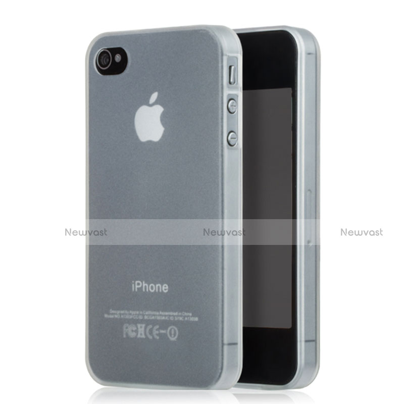 Soft Silicone Gel Transparent Matte Finish Case for Apple iPhone 4 White