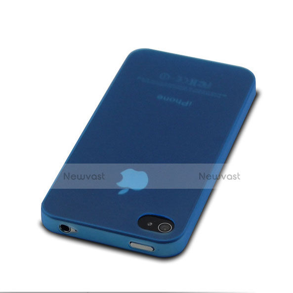 Soft Silicone Gel Transparent Matte Finish Case for Apple iPhone 4S Blue