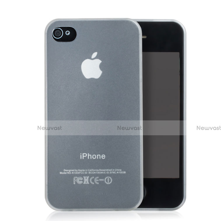 Soft Silicone Gel Transparent Matte Finish Case for Apple iPhone 4S White