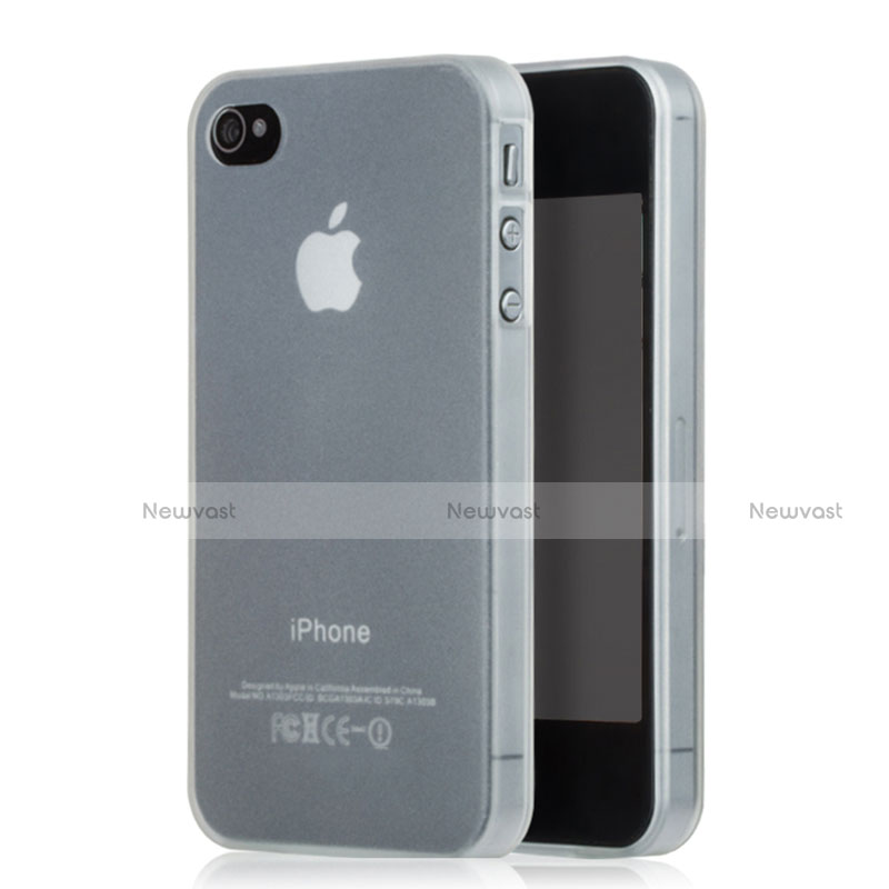 Soft Silicone Gel Transparent Matte Finish Case for Apple iPhone 4S White