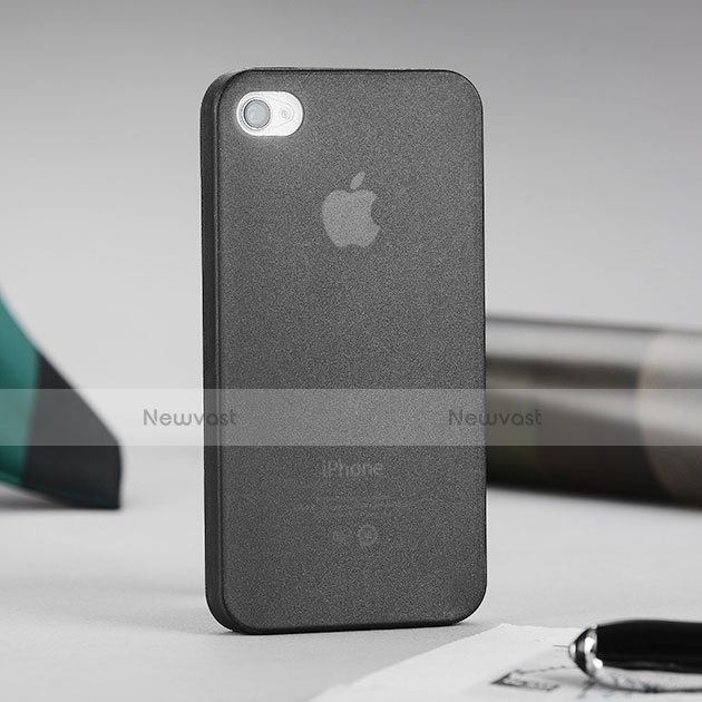Soft Silicone Gel Transparent Matte Finish Cover for Apple iPhone 4 Gray