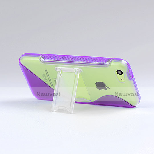 Soft TPU Transparent Stands S-Line Cover for Apple iPhone 5C Purple