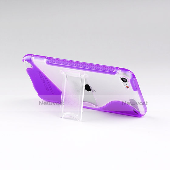 Soft TPU Transparent Stands S-Line Cover for Apple iPod Touch 5 Purple