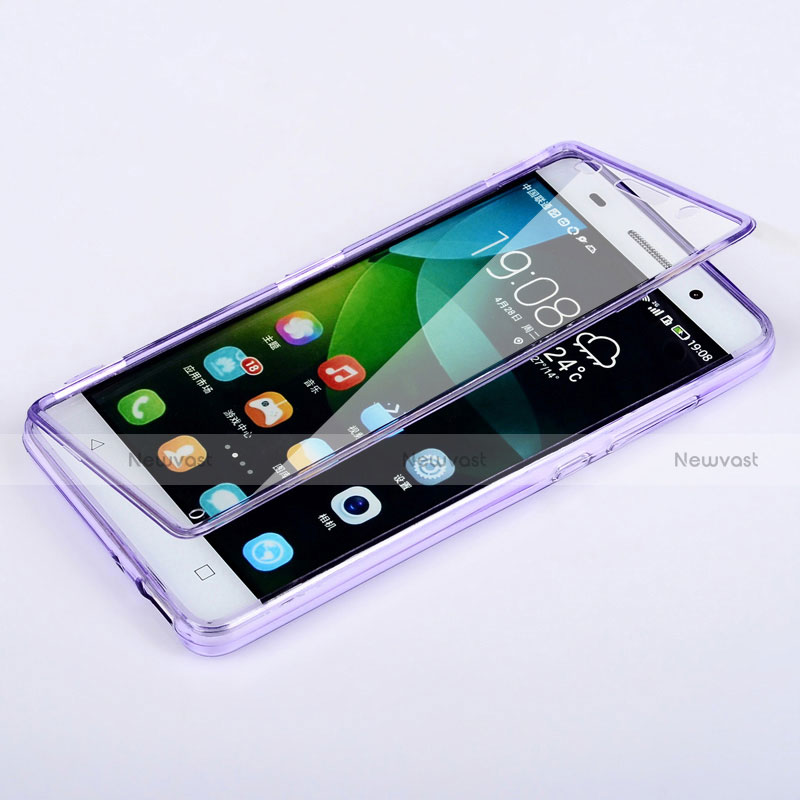 Soft Transparent Flip Case for Huawei G Play Mini Purple