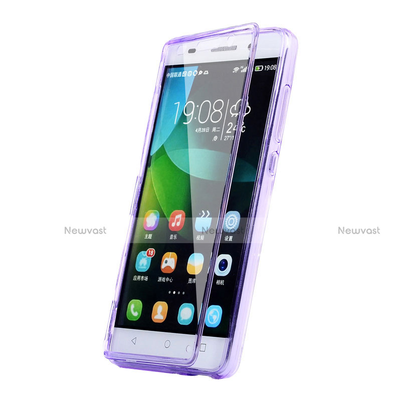 Soft Transparent Flip Case for Huawei G Play Mini Purple
