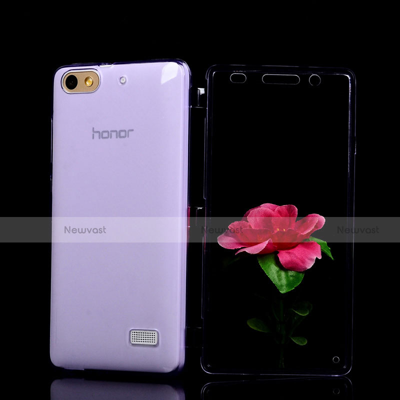 Soft Transparent Flip Case for Huawei G Play Mini Purple