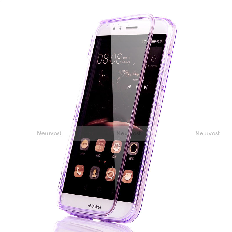 Soft Transparent Flip Case for Huawei G8 Purple