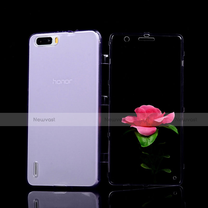 Soft Transparent Flip Case for Huawei Honor 6 Plus Purple